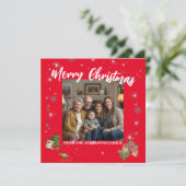 メリークリスマス スノーフレーク 写真入り ご家族の名前 シーズンカード (スタンド正面)