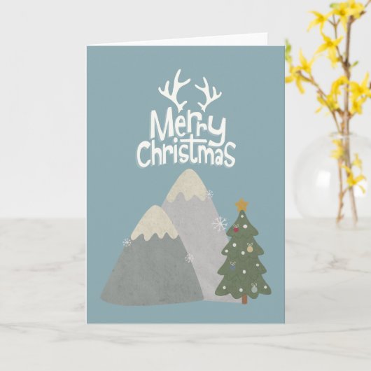 メリークリスマス スノーマウンテン カード (黄色い花)