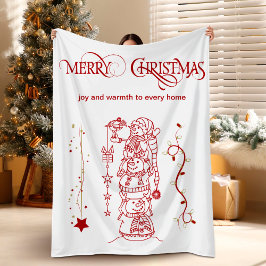 メリークリスマス スノーマン ホリデー フリースブランケット