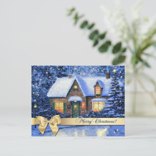 メリークリスマス.スノーヴィレッジシー絵画ンズ シーズンポストカード (スタンド正面)