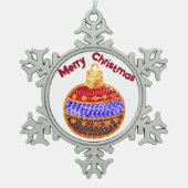 メリークリスマス – セック輝くスとボーリング スノーフレークピューターオーナメント (正面)