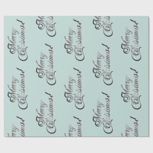 メリークリスマス ソフトグリーン ターコイズ シルバー グレー ラッピングペーパー (フラット)