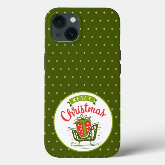 メリークリスマス ソリ 赤 緑 スノーフレーク パターン Case-Mate iPhoneケース (裏面)