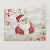 「メリークリスマス」タイポグラフィウォーター色サンタ ポストカード (正面)