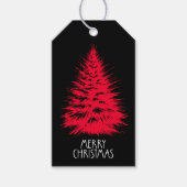 メリークリスマス ダストレス加工 レッドパインツリー ギフトタグ (正面)