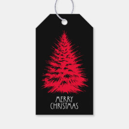 メリークリスマス ダストレス加工 レッドパインツリー ギフトタグ