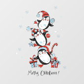 メリークリスマス ダンシングペンギン 雪の結晶 ウィンドウサイン (シート)