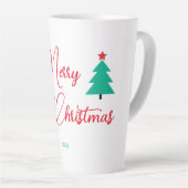 メリークリスマス ツリーとかっこいい書道 カフェラテマグ (右アングル)