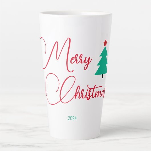 メリークリスマス ツリーとかっこいい書道 カフェラテマグ (正面)