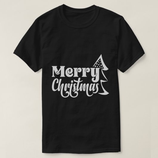 メリークリスマス ツリーのタイポグラフィ Tシャツ (デザイン正面)