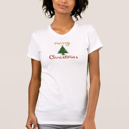 メリークリスマス+ツリーデザイン Tシャツ (正面)