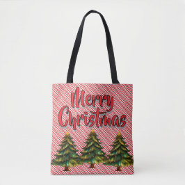 メリークリスマス ツリー キャンディケーン 楽しいホリデー トートバッグ