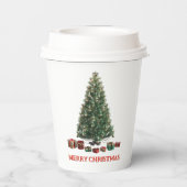 メリークリスマス ツリー（デザイン1）プレゼント付き 紙コップ (裏面)