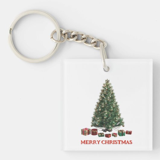 メリークリスマス ツリー(デザイン1)+プレゼント キーホルダー (正面)