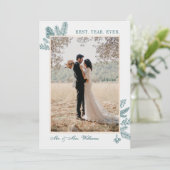 メリークリスマス ティール フラワーズ | フォト ホリデー カード (スタンド正面)