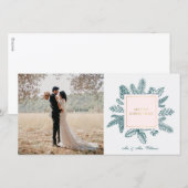 メリークリスマス ティール フラワーズ | フォト ホリデー カード (正面/裏面)