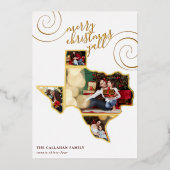 メリークリスマス |テキサス州地図と写真のコラージュ 箔シーズンカード (正面)