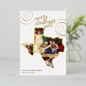 メリークリスマス |テキサス州地図と写真のコラージュ 箔シーズンカード (立ち正面)