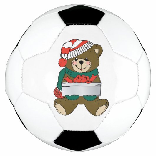 「メリークリスマス」テディベア サッカーボール (正面)