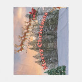メリークリスマス・トナカイとサンタ フリースブランケット (正面)