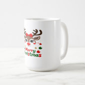 メリークリスマス – トナカイのライトと喜び コーヒーマグカップ (正面右)