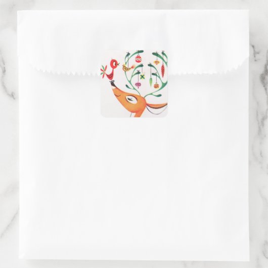 メリークリスマス |トナカイ飾アレトロ スクエアシール (バッグ)