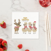 メリークリスマス |トナカイ&アルパカ スタンダードカクテルナプキン (インサイチュ)