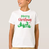 メリークリスマス、トナカイ、クリスマスツリー、スター Tシャツ (正面)