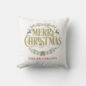メリークリスマス+トナカイ+家族の名前入り クッション (正面)
