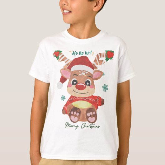 メリークリスマス・トナカイ - 祝祭と楽しみ! Tシャツ (正面)