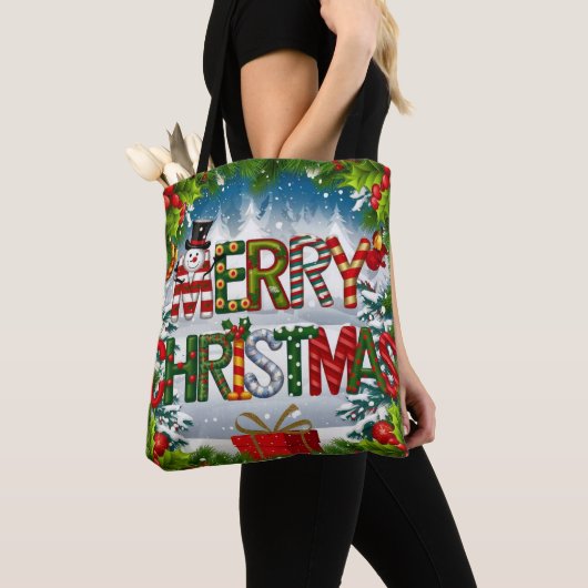 メリークリスマス トートバッグ (クローズアップ)