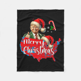 メリークリスマス ドナルド・トランプ 赤色の地図 クリスマス フリースブランケット