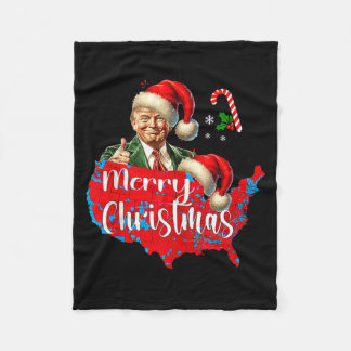 メリークリスマス ドナルド・トランプ 赤色の地図 クリスマス フリースブランケット