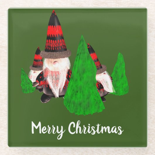 メリークリスマス、ドワーフおもしろいズはパーソナライズ ガラスコースター (正面)