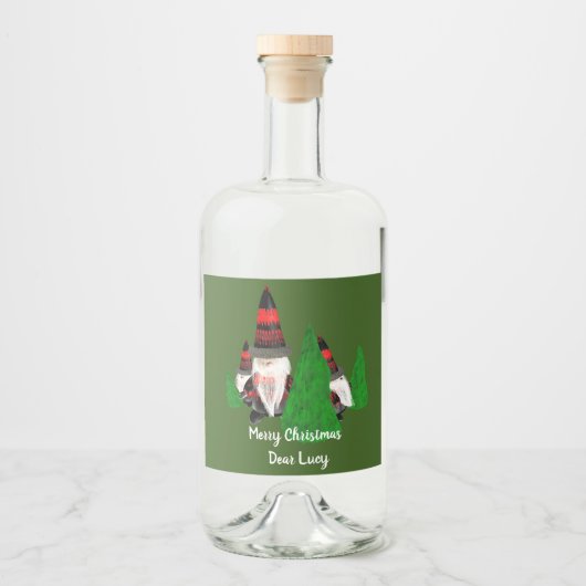 メリークリスマス、ドワーフおもしろいズはパーソナライズ リキュールボトルラベル (正面)
