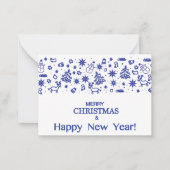 メリークリスマス!ドードルの装飾的な青色のスケッチ ノートカード (正面)