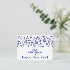 メリークリスマス!ドードルの装飾的な青色のスケッチ ノートカード