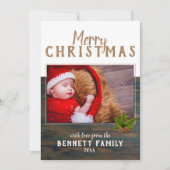 メリークリスマス　ナチュラルな松の木のホリデー写真カード シーズンカード (正面)