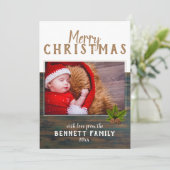 メリークリスマス　ナチュラルな松の木のホリデー写真カード シーズンカード (スタンド正面)