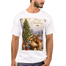 メリークリスマス ナティビティ ツリー Tシャツ