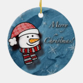 メリークリスマス、ニット雪だるま セラミックオーナメント (裏面)