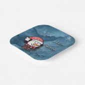 メリークリスマス、ニット雪だるま ペーパープレート (傾斜あり)