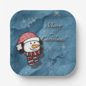 メリークリスマス、ニット雪だるま ペーパープレート (正面)