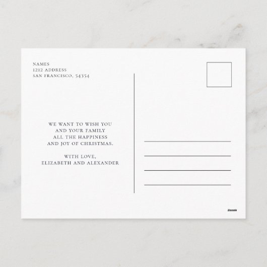 メリークリスマス.ネイビーとグリーン。金ゴールド スタイリッシュ シーズンポストカード (裏面)