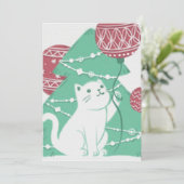 メリークリスマス：ネコとオーナメント 招待状 (スタンド正面)