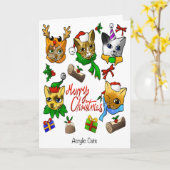 メリークリスマス ネコ カード (黄色い花)