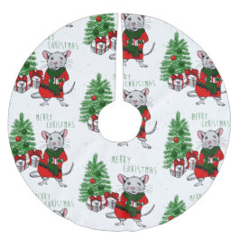 メリークリスマス・ネズミ ブラッシュドポリエステルツリースカート