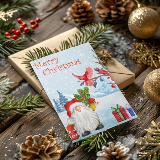 メリークリスマス  ノーム 水彩 雪 シーズンカード