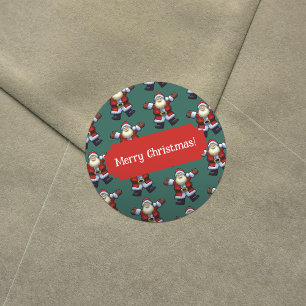 メリークリスマス!ハッピーサンタファーザークリスマスパターン ラウンドシール