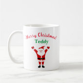 メリークリスマス ハッピーサンタ 名前 コーヒーマグカップ (左)